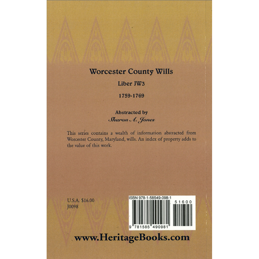 Worcester County [Maryland] Wills, Liber JW3, 1759-1769 back cover