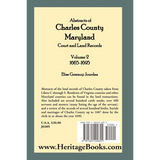 Abstracts of Charles County, Maryland Court and Land Records: Volume 2: 1665-1695 back cover