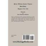 Prince William County, Virginia Bond Book, August 1753-1782 back cover