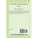Early Families of Southern Maryland: Volume 10 back cover