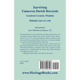 Surviving Cameron Parish Records, Loudoun County, Virginia: Tithable List of 1765 back cover