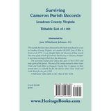 Surviving Cameron Parish Records, Loudoun County, Virginia: Tithable List of 1765 back cover