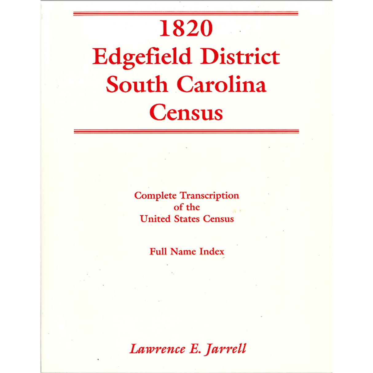 1820 Edgefield District, South Carolina Census