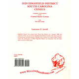 1820 Edgefield District, South Carolina Census back cover