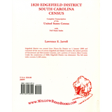 1820 Edgefield District, South Carolina Census back cover
