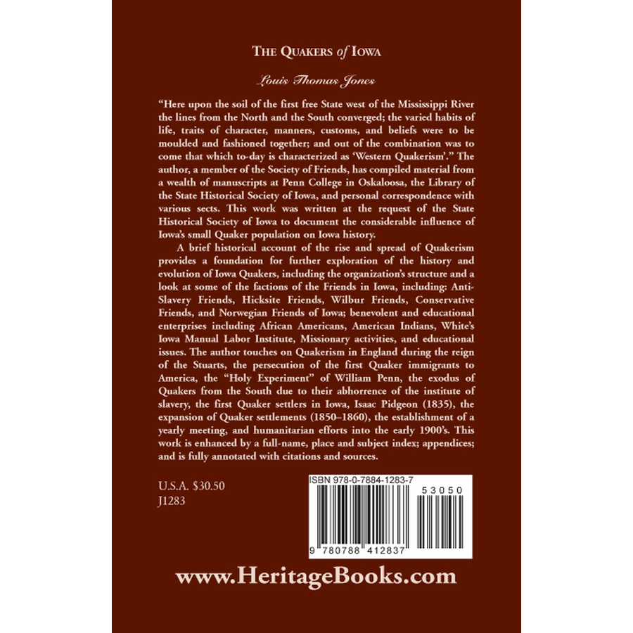 The Quakers of Iowa back cover