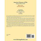 American Prisoners of War during the War of 1812: Birth, Death, and Parole Records back cover