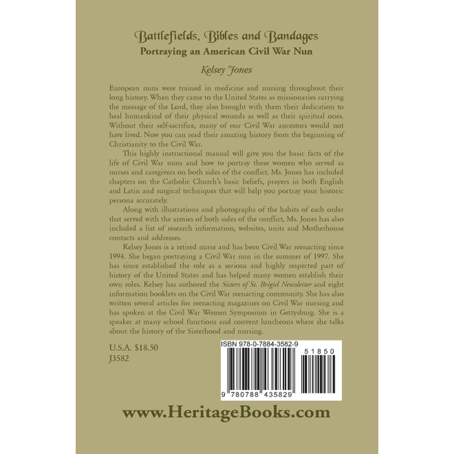 back cover of Battlefields, Bibles and Bandages: Portraying an American Civil War Nun