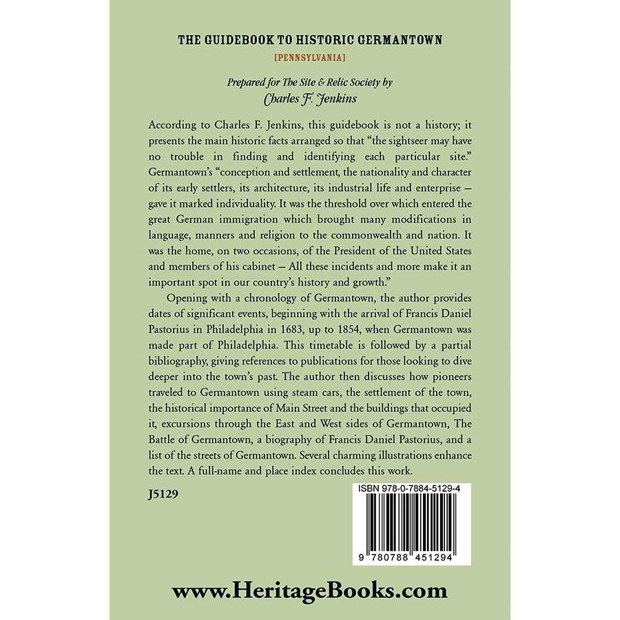 The Guidebook to Historic Germantown [Pennsylvania] back cover