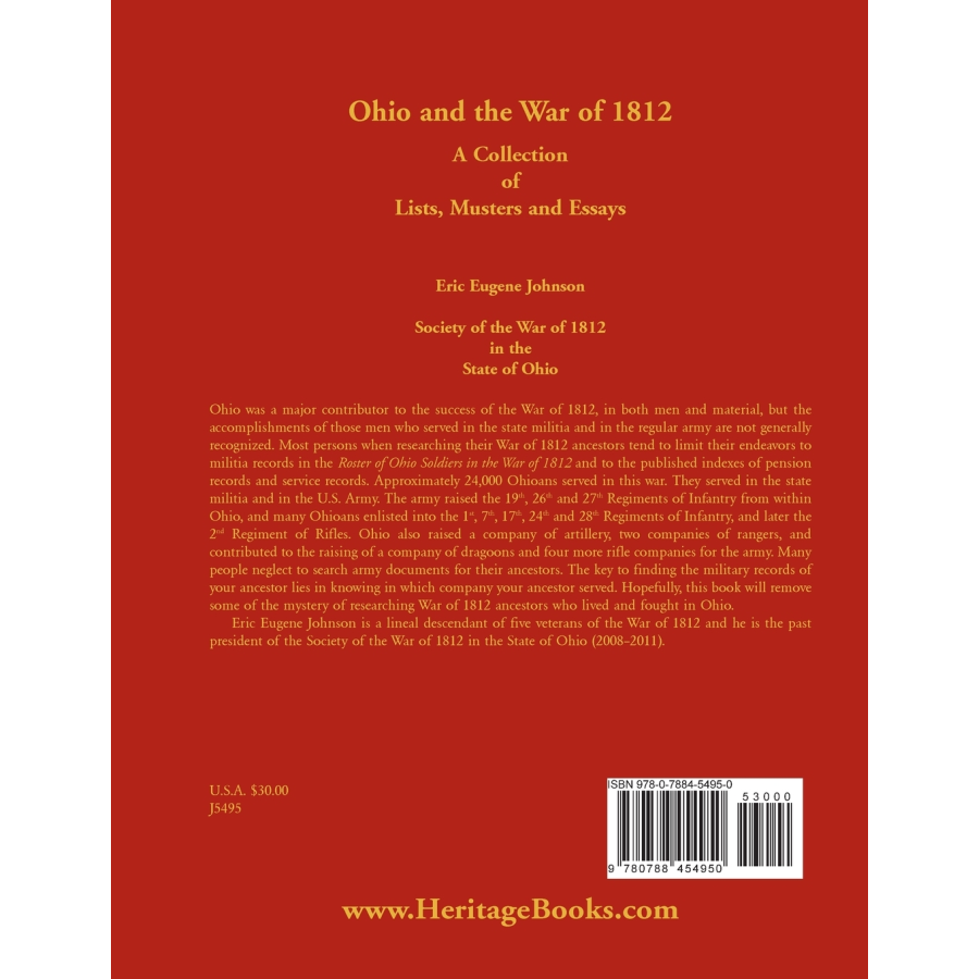 Ohio and the War of 1812: A Collection of Lists, Musters and Essays back cover