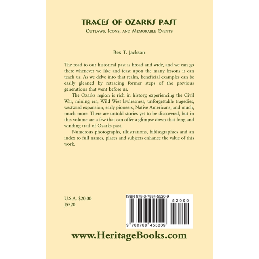 back cover of Traces of Ozarks Past: Outlaws, Icons, and Memorable Events