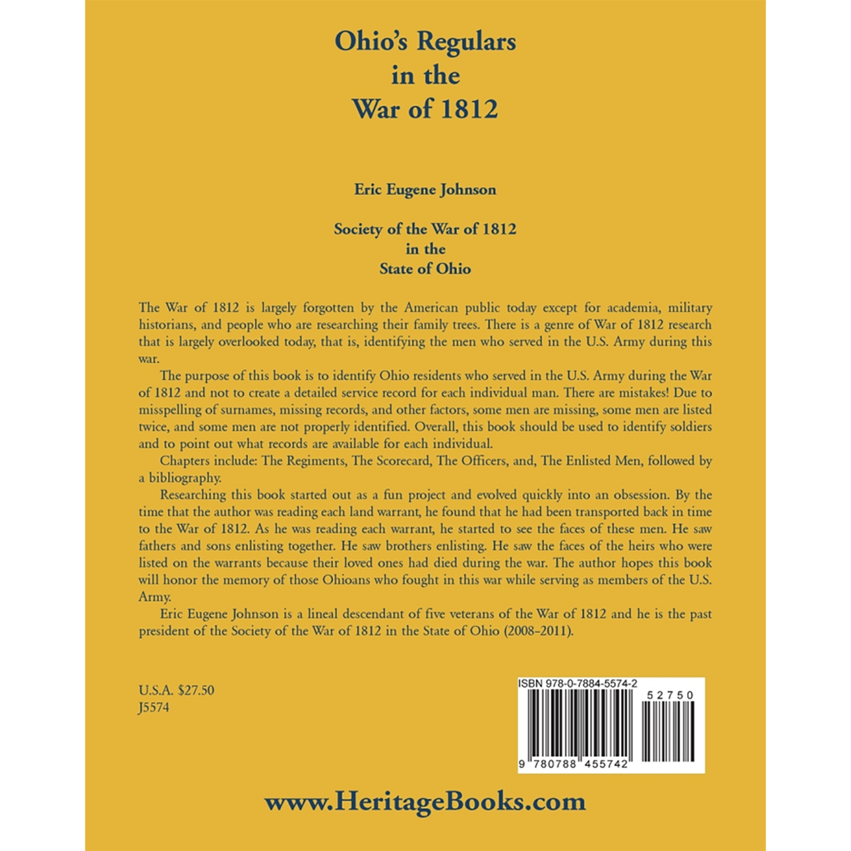 Ohio's Regulars in the War of 1812 back cover