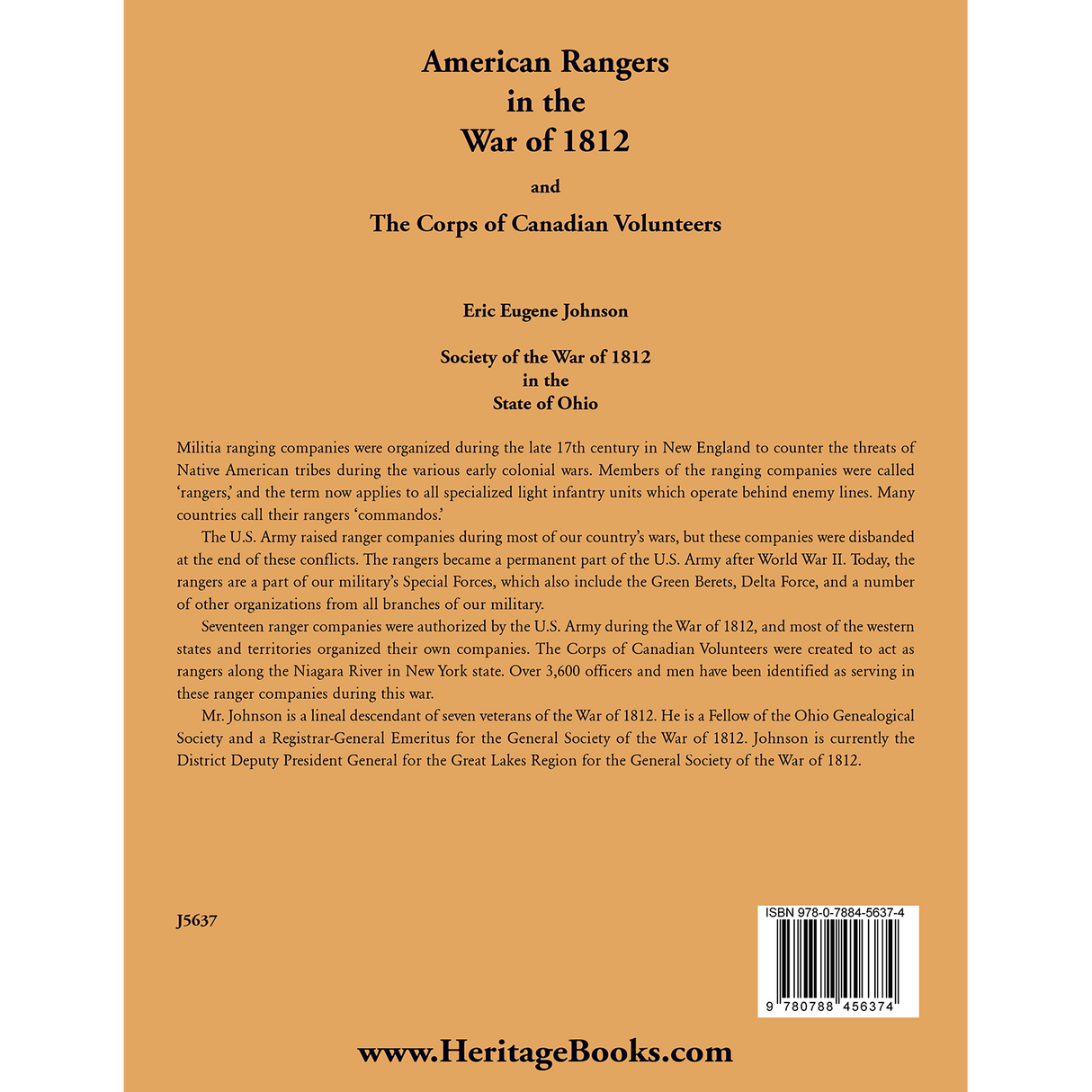 American Rangers in the War of 1812 and The Corps of Canadian Volunteers back cover