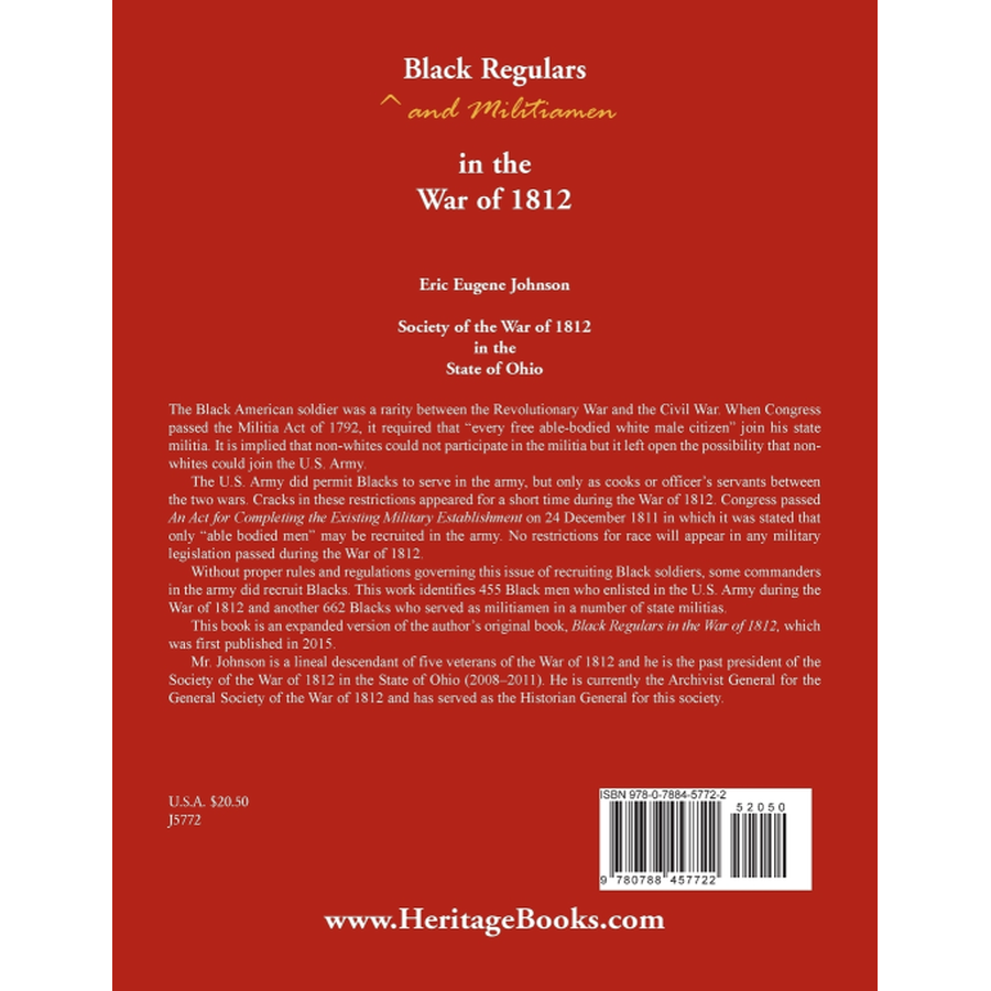 back cover of Black Regulars and Militiamen in the War of 1812