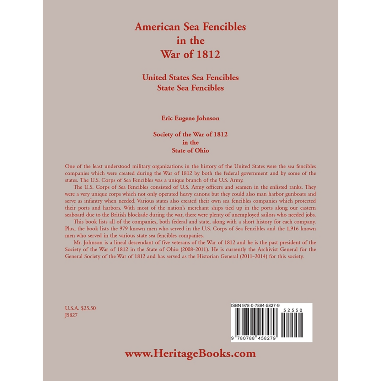 American Sea Fencibles in the War of 1812: United States Sea Fencibles, State Sea Fencibles back cover