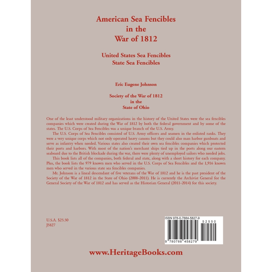 back cover of American Sea Fencibles in the War of 1812: United States Sea Fencibles, State Sea Fencibles
