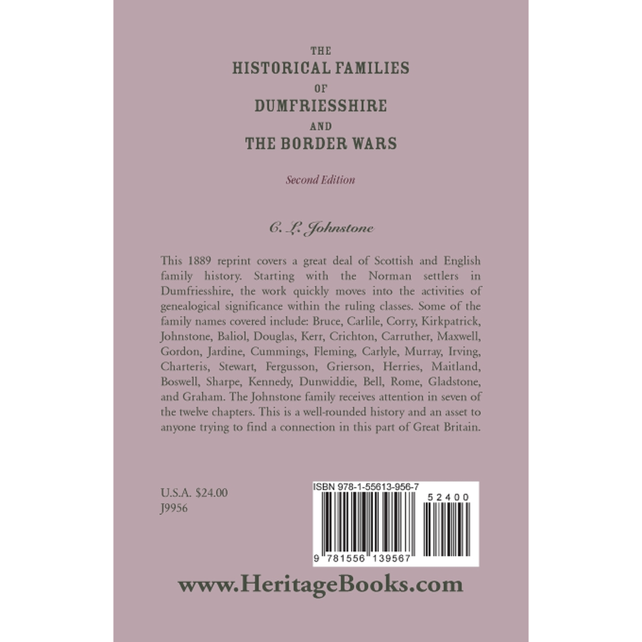 back cover of The Historical Families of Dumfriesshire and the Border Wars, 2nd Edition