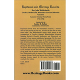 Baptismal and Marriage Records, Rev. John Waldschmidt, Lancaster County, Pennsylvania, 1752-1786 back cover