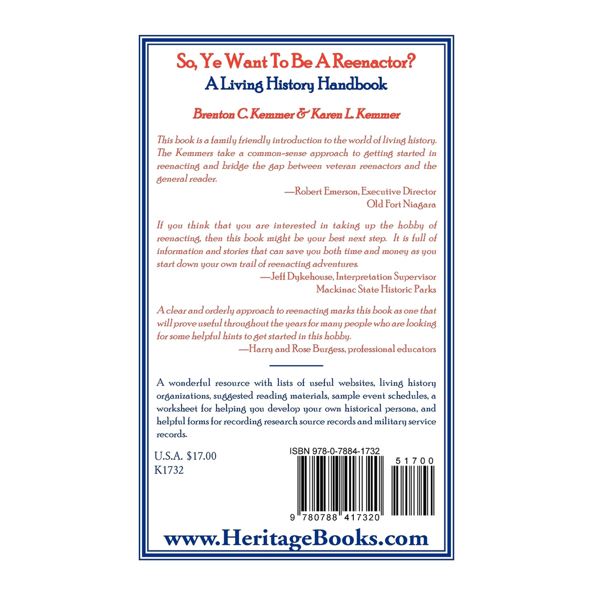So, Ye Want To Be A Reenactor? A Living History Handbook back cover