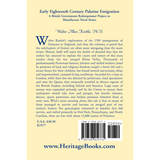 Early Eighteenth Century Palatine Emigration: A British Government Redemptioner Project to Manufacture Naval Stores back cover