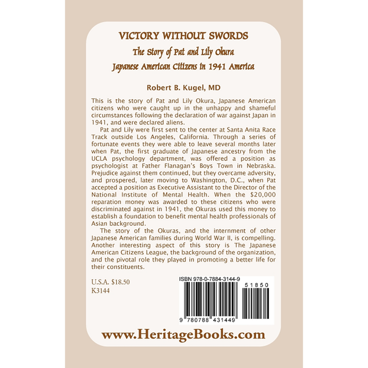 Victory Without Swords: The Story of Pat and Lily Okura, Japanese American Citizens in 1941 America back cover