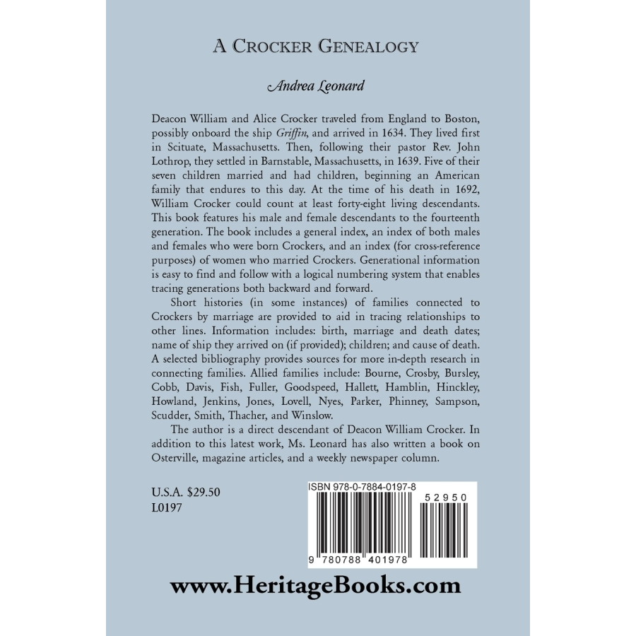 A Crocker Genealogy back cover