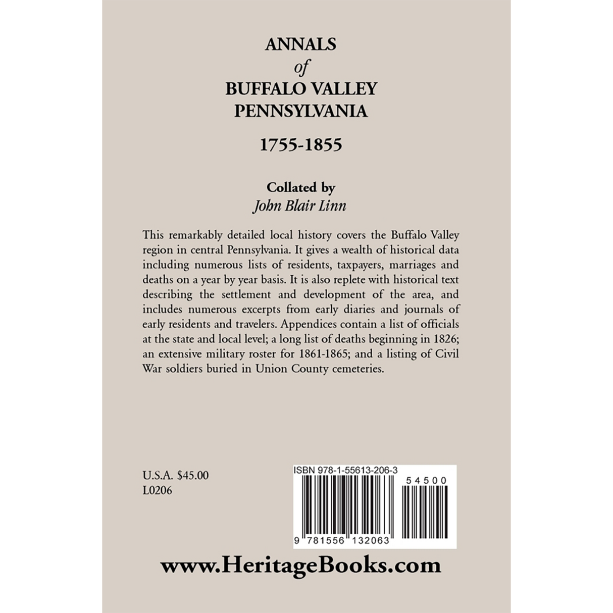 Annals of Buffalo Valley, Pennsylvania back cover