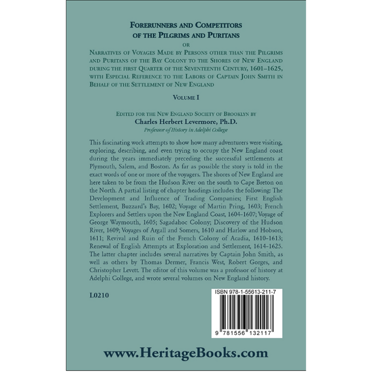 Forerunners and Competitors of the Pilgrims and Puritans, Volume 1 and Volume II back cover