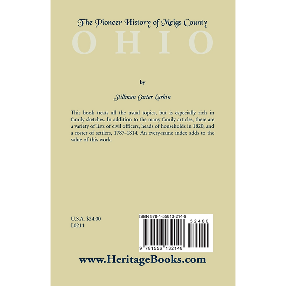 The Pioneer History of Meigs County [Ohio] back cover