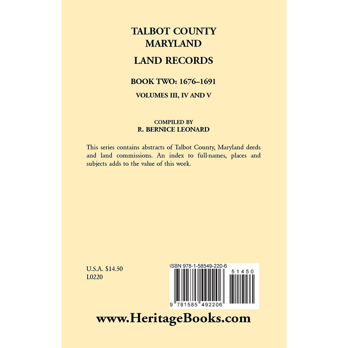 Talbot County, Maryland Land Records: Book 2, 1676-1691 back cover
