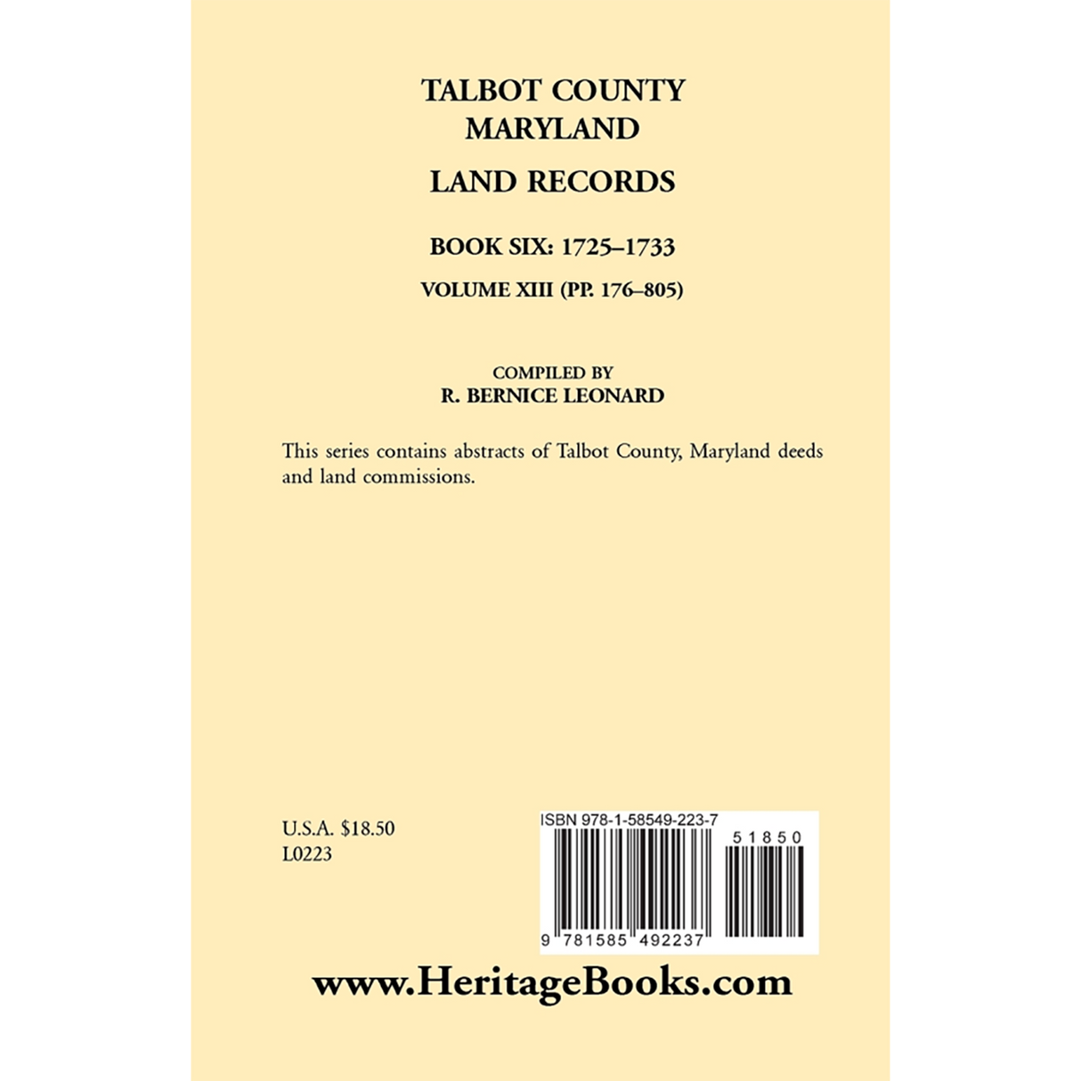 Talbot County, Maryland Land Records: Book 6, 1725-1732 back cover