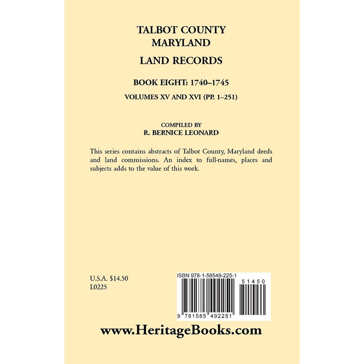 Talbot County, Maryland Land Records: Book 8, 1740-1745 back cover