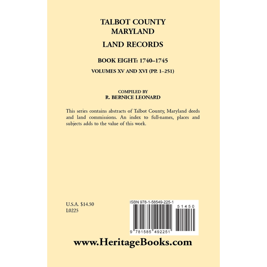 Talbot County, Maryland Land Records: Book 8, 1740-1745 back cover