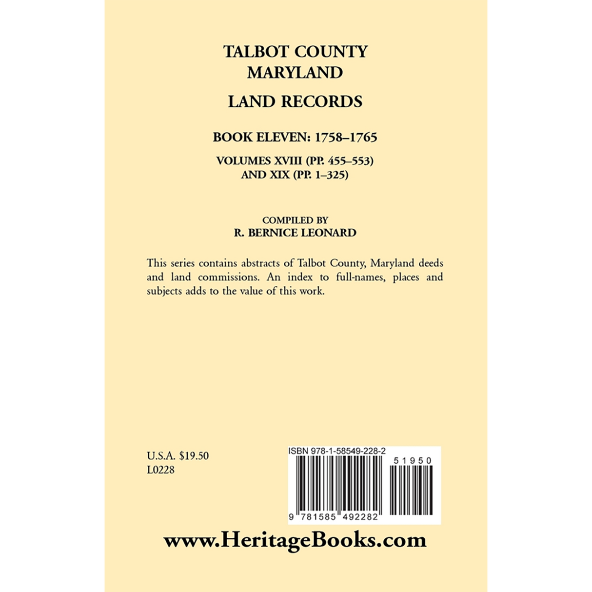Talbot County, Maryland Land Records: Book 11, 1758-1765 back cover