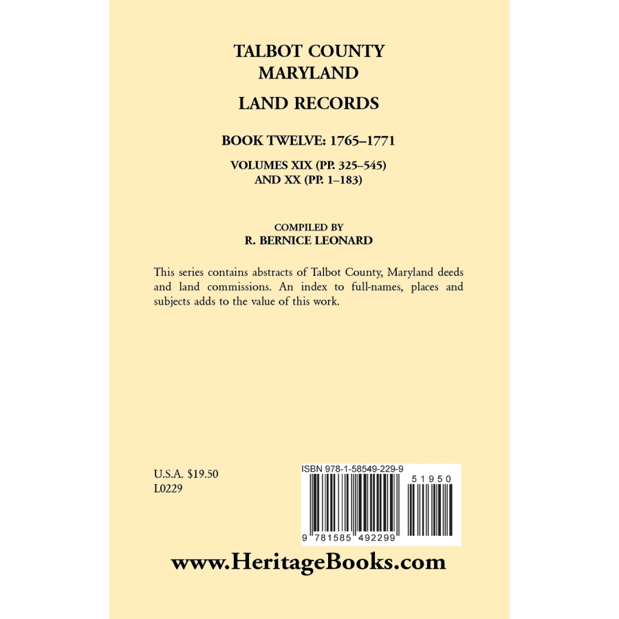 Talbot County, Maryland Land Records: Book 12, 1765-1771 back cover