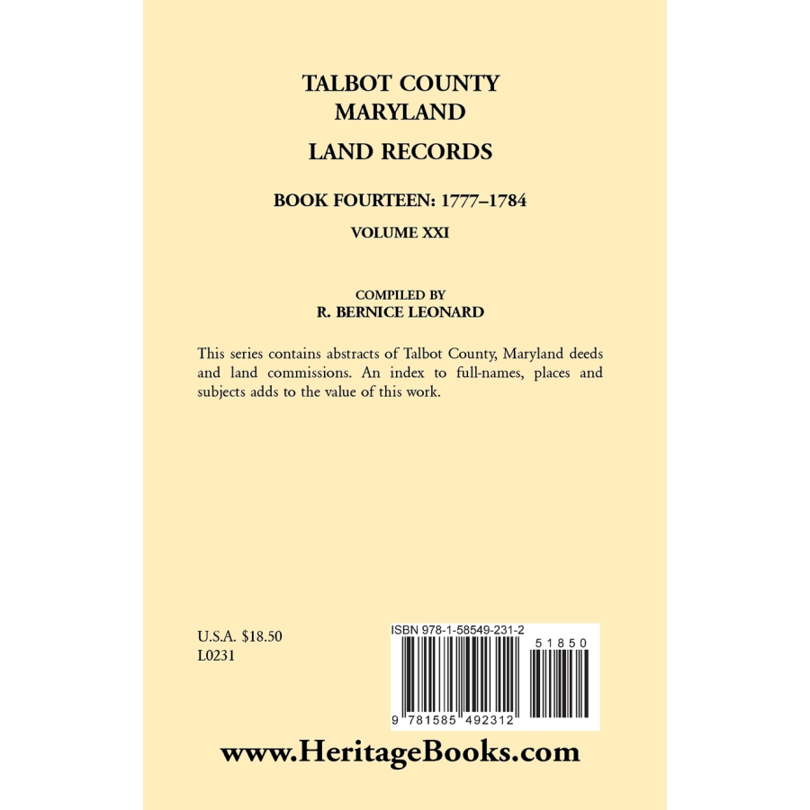 Talbot County, Maryland Land Records: Book 14, 1777-1784 back cover