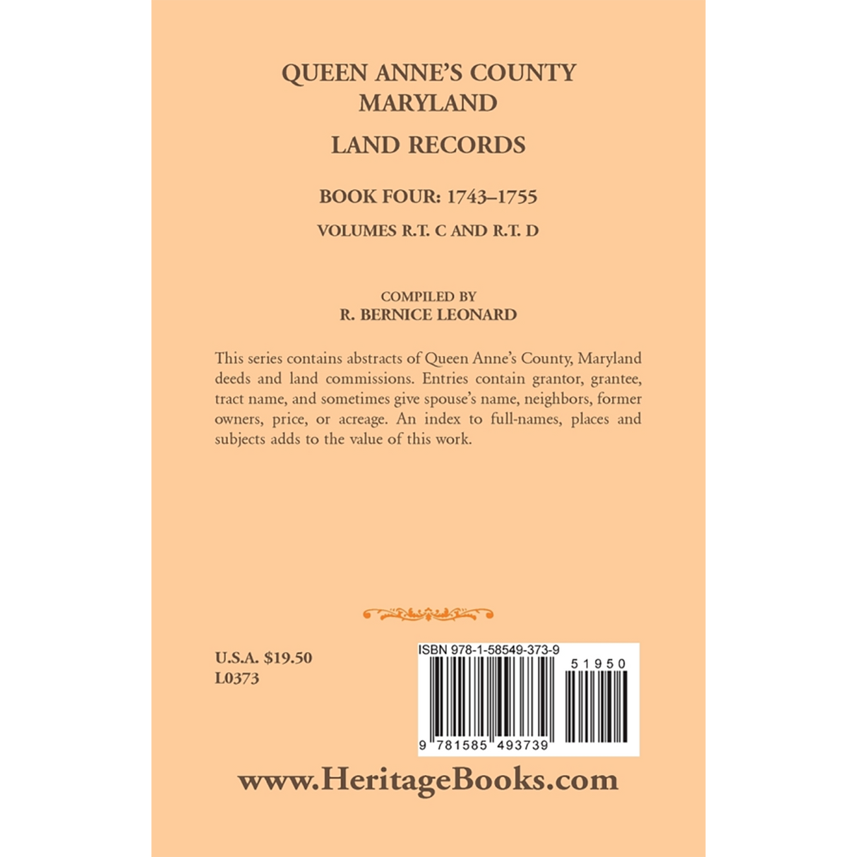 Queen Anne's County, Maryland Land Records, Book 4: 1743-1755 back cover
