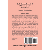 Early Church Records of Delaware County, Pennsylvania, Volume 3: The Welsh Tract back cover