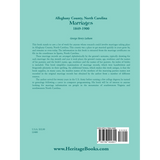 Alleghany County, North Carolina, Marriages, 1849-1900 back cover