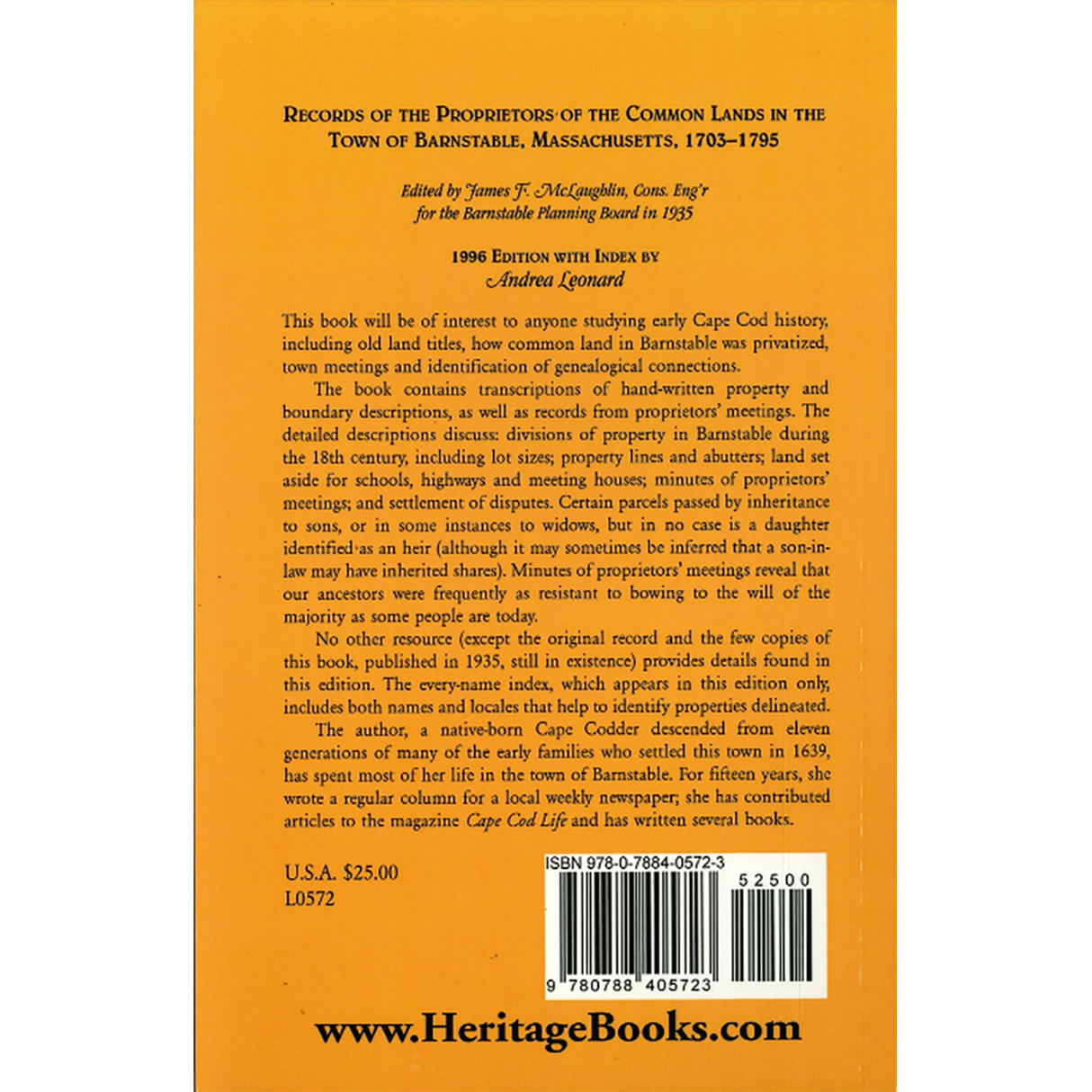 Records of the Proprietors of the Common Lands in the Town of Barnstable, Massachusetts, 1703-1795 back cover