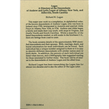 Logan: A Directory of the Descendants of Andrew and Lydia Logan of Albany, New York, and Abbeville, South Carolina back cover