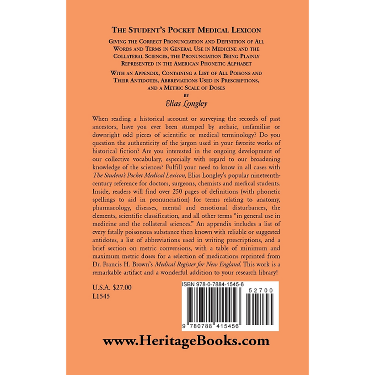 The Student's Pocket Medical Lexicon back cover