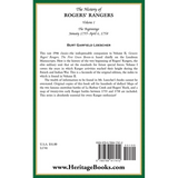 The History of Rogers' Rangers, Volume 1: The Beginnings, January 1755-April 6, 1758 [cloth] back cover