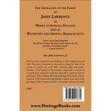 The Genealogy of the Family of John Lawrence of Wisset, in Suffolk, England, and of Watertown and Groton, Massachusetts back cover