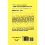 Newspaper Datelines of the American Revolution, Volume 3: May 1, 1776 to November 1, 1776 back cover