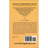 History of Spartanburg County, South Carolina back cover