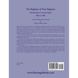 The Register of Free Negroes, Northampton County, Virginia, 1853-1861 back cover