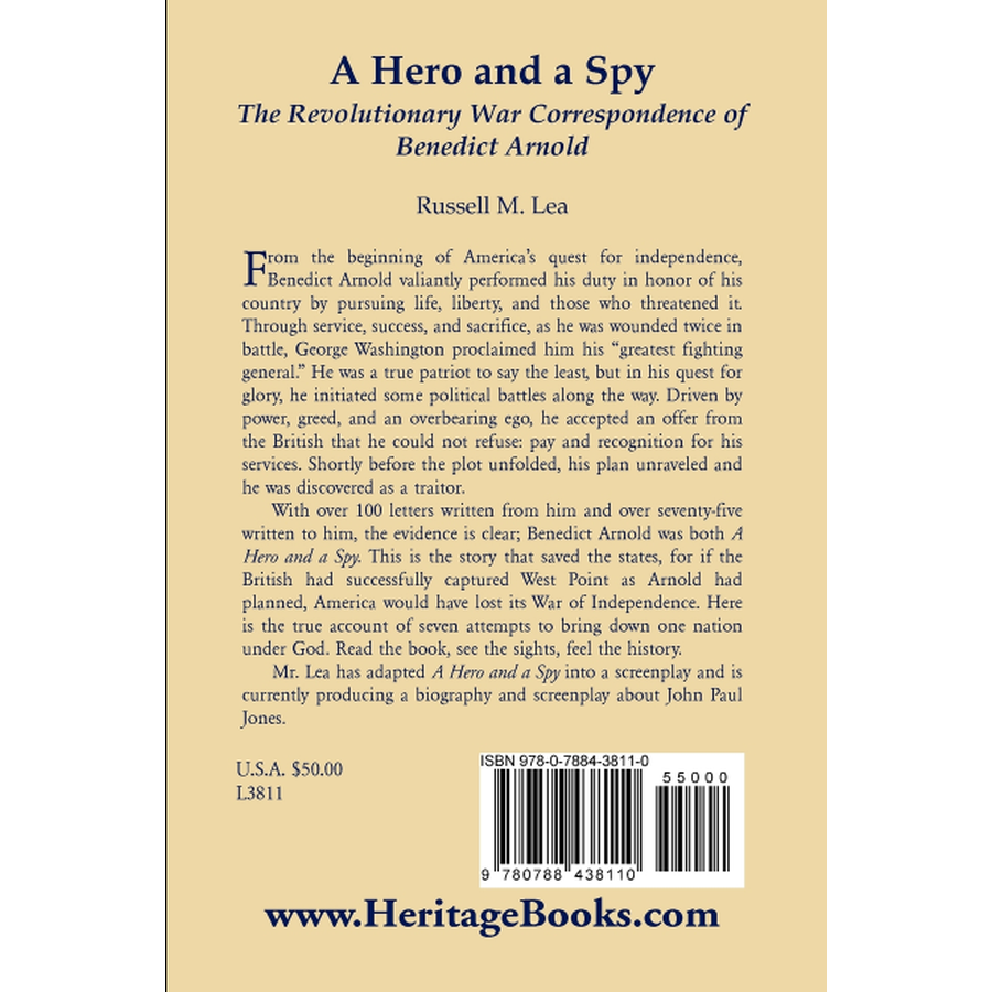 back cover of A Hero and a Spy: The Revolutionary War Correspondence of Benedict Arnold