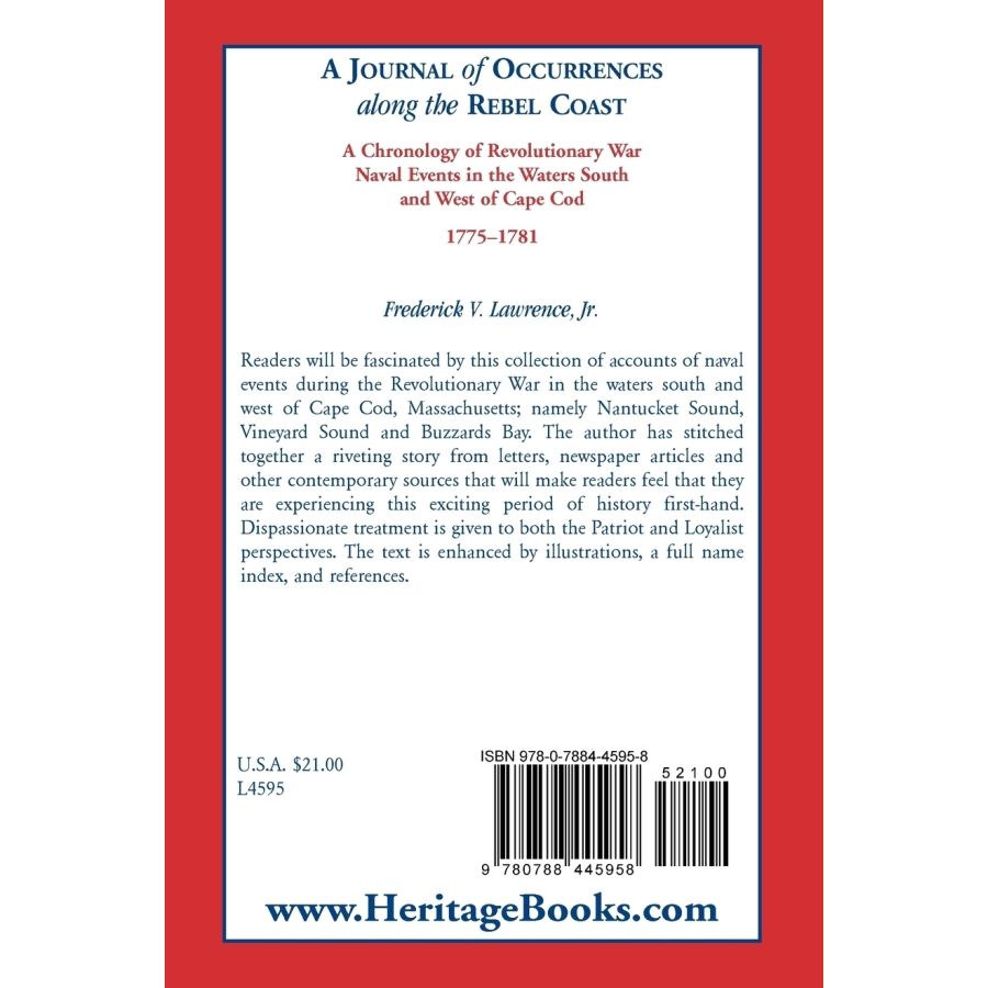 back cover of A Journal of Occurrences along the Rebel Coast