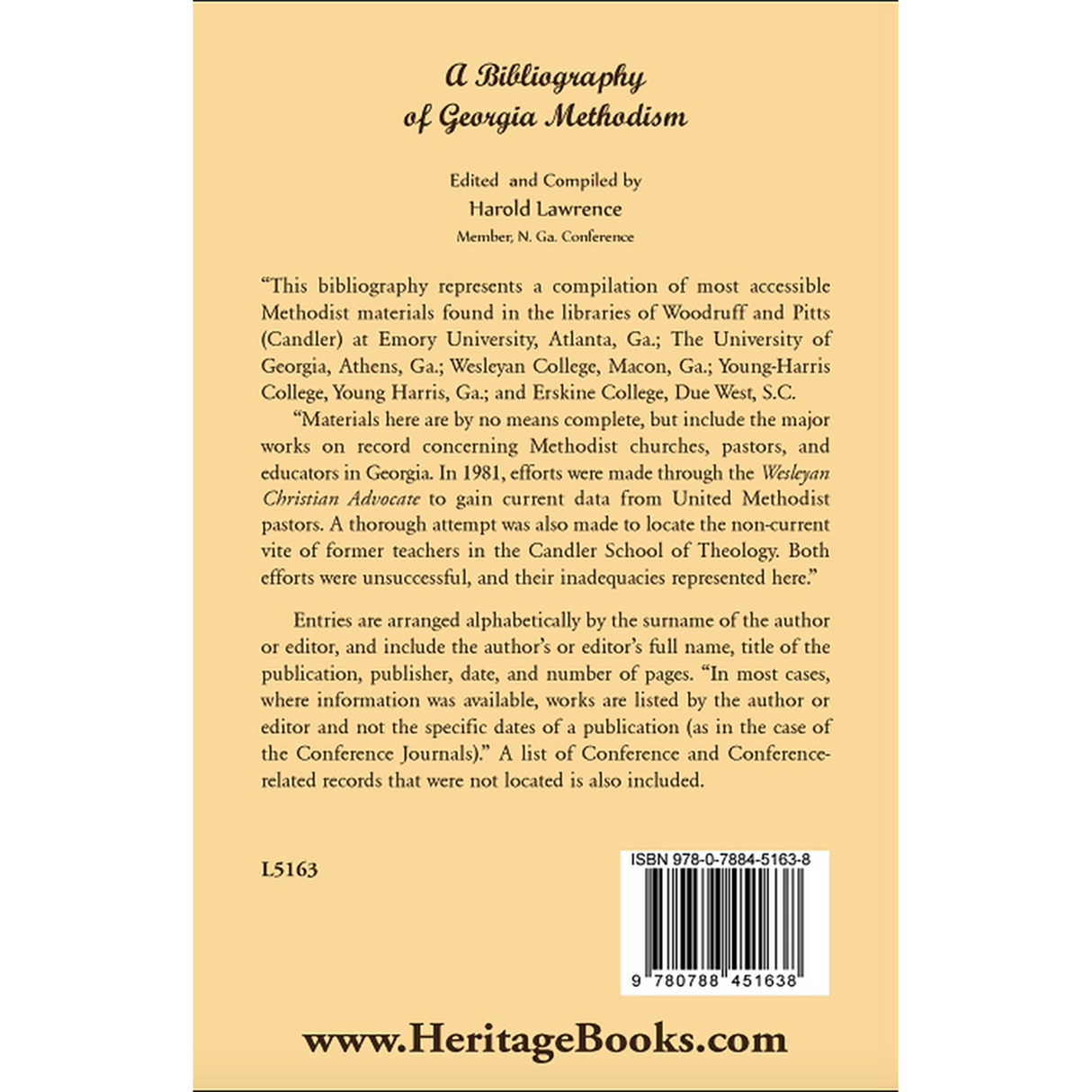 A Bibliography of Georgia Methodism back cover